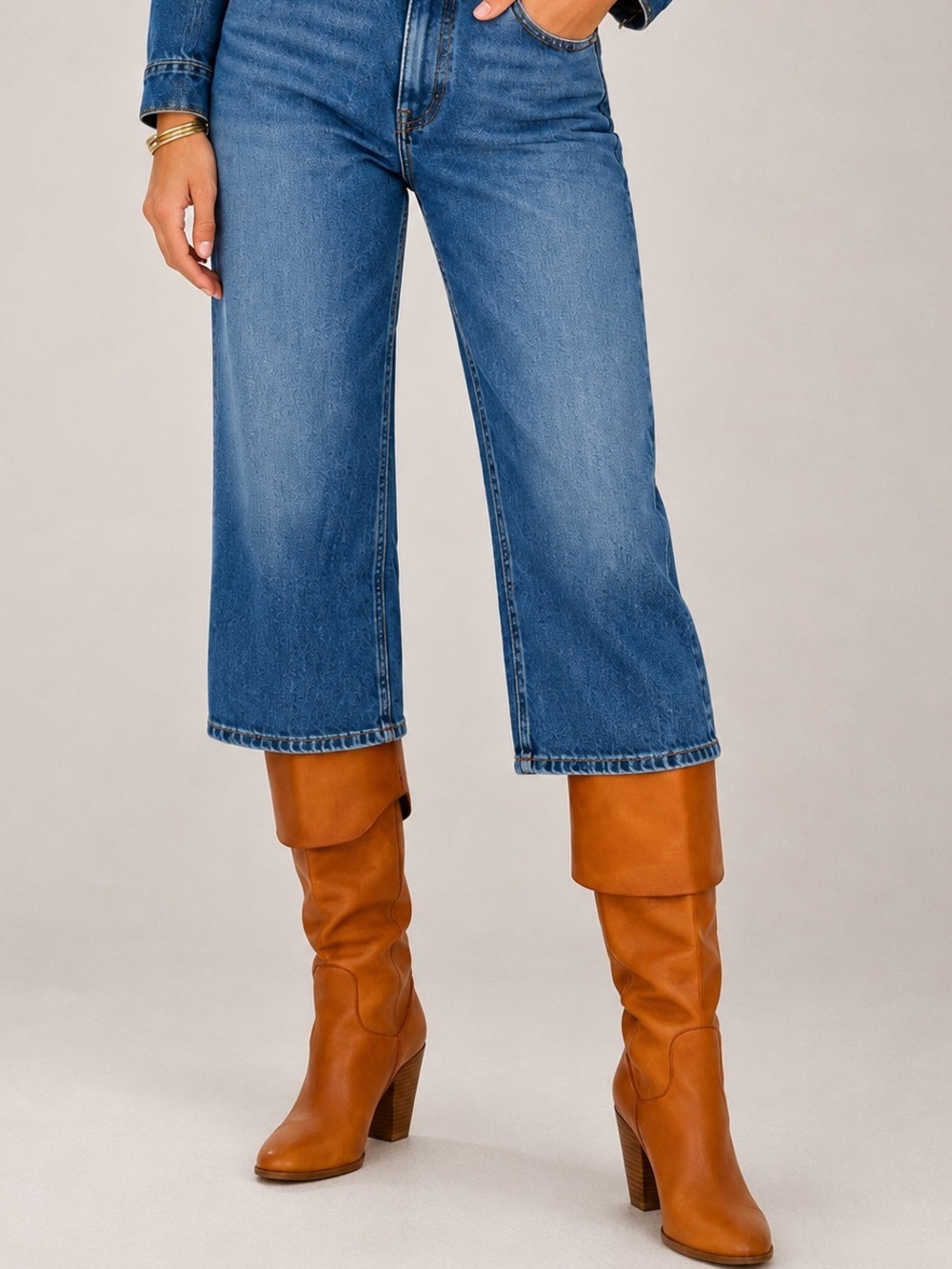 Free People Vintage Leather Over-the-Knee Boots Cognac Size 37